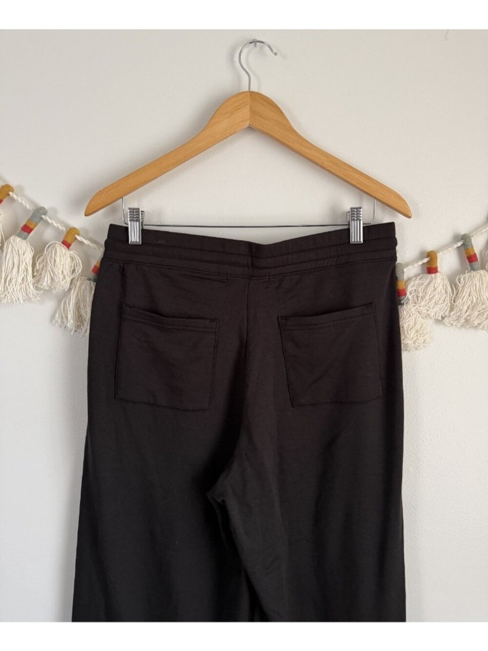 Quince Supersoft Fleece Cropped Wide Leg Pants Black Loungewear Relaxed NWT M - Picture 7 of 9